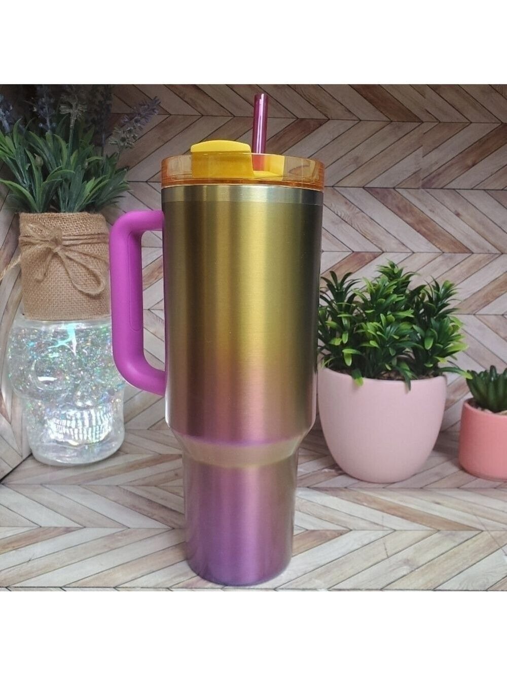 NWT Starbucks X Stanley 2024 PVD Metallic Gold Gradient Quencher 40 oz Tumbler - Picture 7 of 9